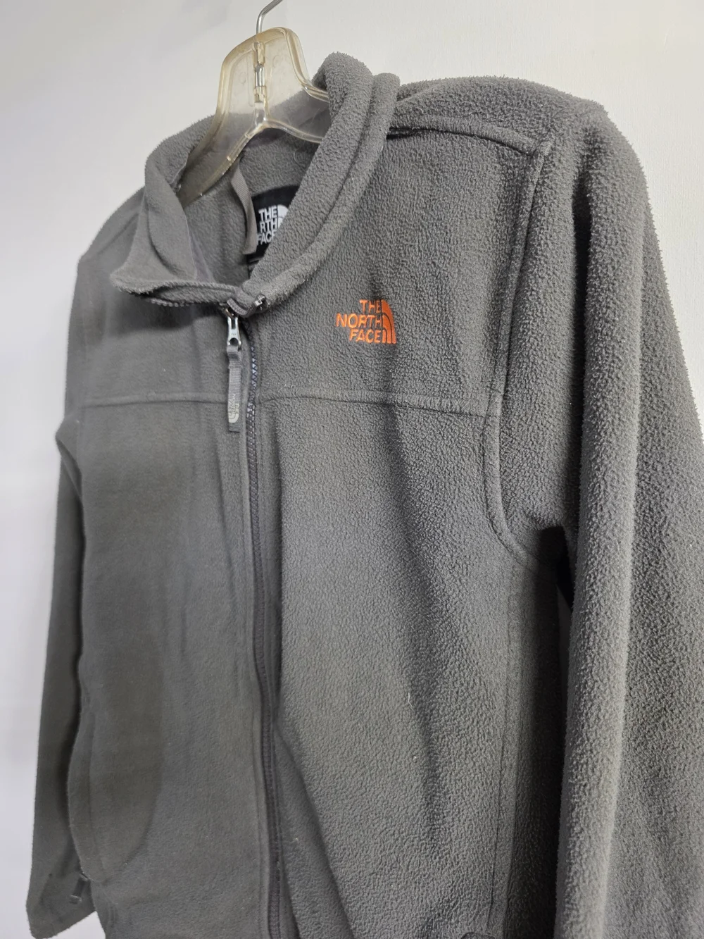 The North Face Gray Fleece Jacket with Orange Logo